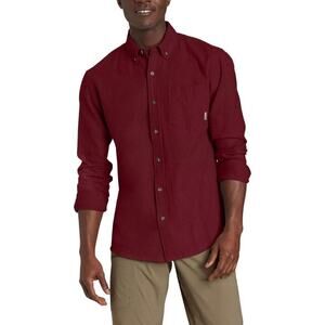Eddie Bauer Shirt Mens Large Maroon Field Flannel Chore Ranch Work Button Down